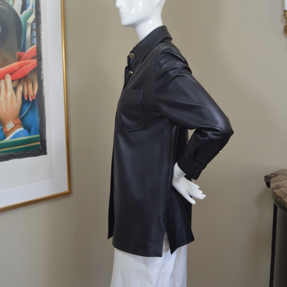 St. John Black Leather Button-Up Jacket – Size M (New Without Tags) - Picture 5 of 15